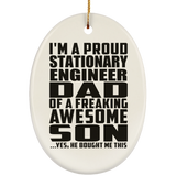 Proud Stationary Engineer Dad Of Awesome Son - Oval Ornament