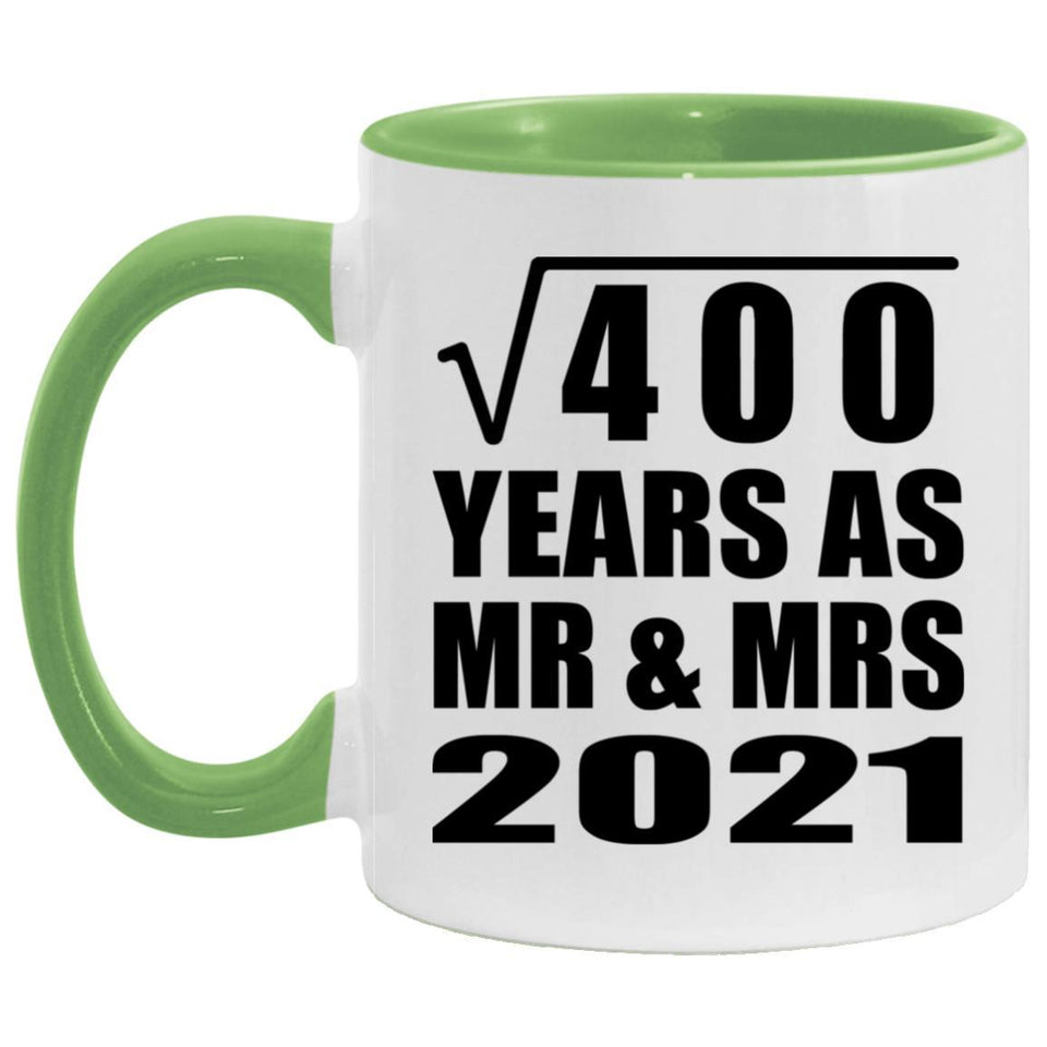 20th Anniversary Square Root of 400 Years As Mr & Mrs 2021 - 11oz Accent Mug Green