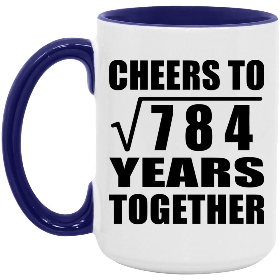28th Anniversary Cheers To Square Root of 784 Years Together - 15oz Accent Mug Purple