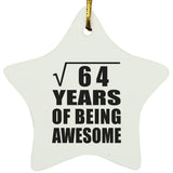 8th Birthday Square Root of 64 Years of Being Awesome - Star Ornament