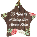 36th Anniversary 36 Years Of Being Mrs Always Right - Star Ornament A