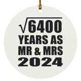 80th Anniversary Square Root of 6400 Years As Mr & Mrs 2024 - Circle Ornament