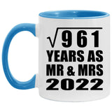 31st Anniversary Square Root of 961 Years As Mr & Mrs 2022 - 11oz Accent Mug Blue