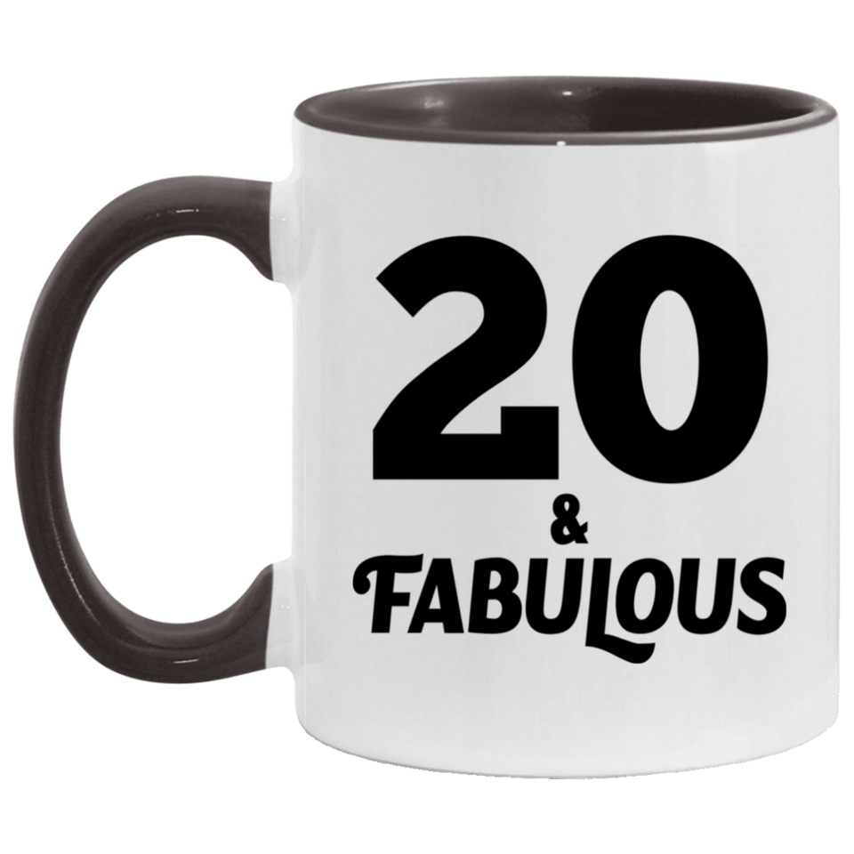 20th Birthday 20 & Fabulous - 11oz Accent Mug Black