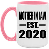 Mother In Law Established EST. 2020 - 15oz Accent Mug Pink