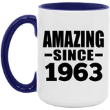 61st Birthday Amazing Since 1963 - 15oz Accent Mug Purple