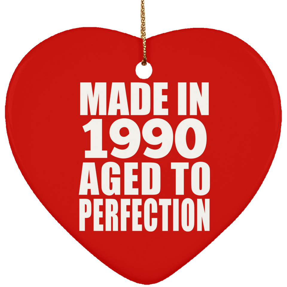 34th Birthday Made In 1990 Aged to Perfection - Heart Ornament