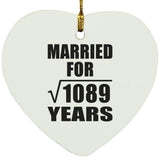 33rd Anniversary Married For Square Root of 1089 Years - Heart Ornament