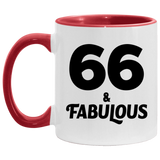 66th Birthday 66 & Fabulous - 11oz Accent Mug Red