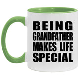 Being Grandfather Makes Life Special - 11oz Accent Mug Green