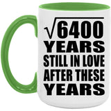 80th Anniversary Square Root of 6400 Years Still In Love - 15oz Accent Mug Green