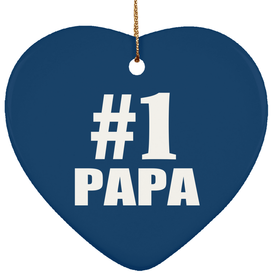 Number One #1 Papa - Heart Ornament