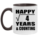 Happy 2nd Anniversary Square Root of 4 Years & Counting - 11oz Accent Mug Black