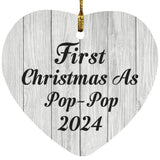 First Christmas As Pop Pop 2024 - Heart Ornament F