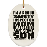 Proud Safety Inspector Mom Of Awesome Son - Oval Ornament