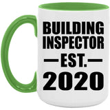Building Inspector Established EST. 2020 - 15oz Accent Mug Green