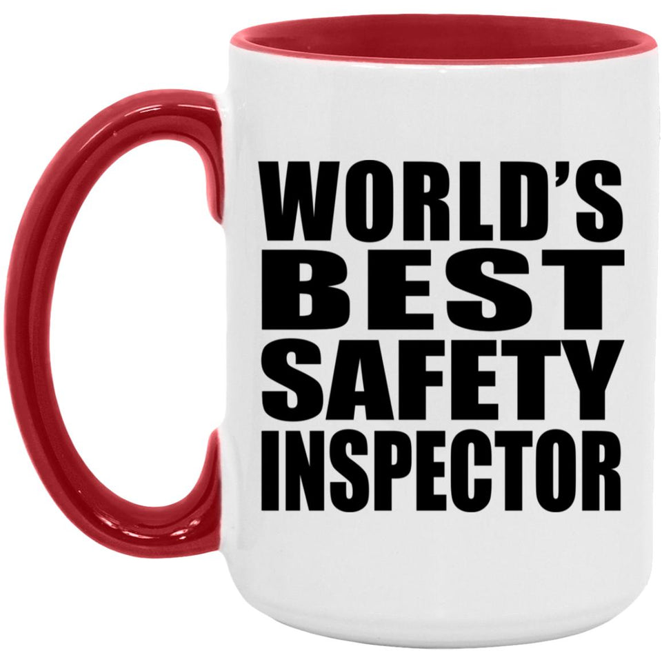 World's Best Safety Inspector - 15oz Accent Mug Red