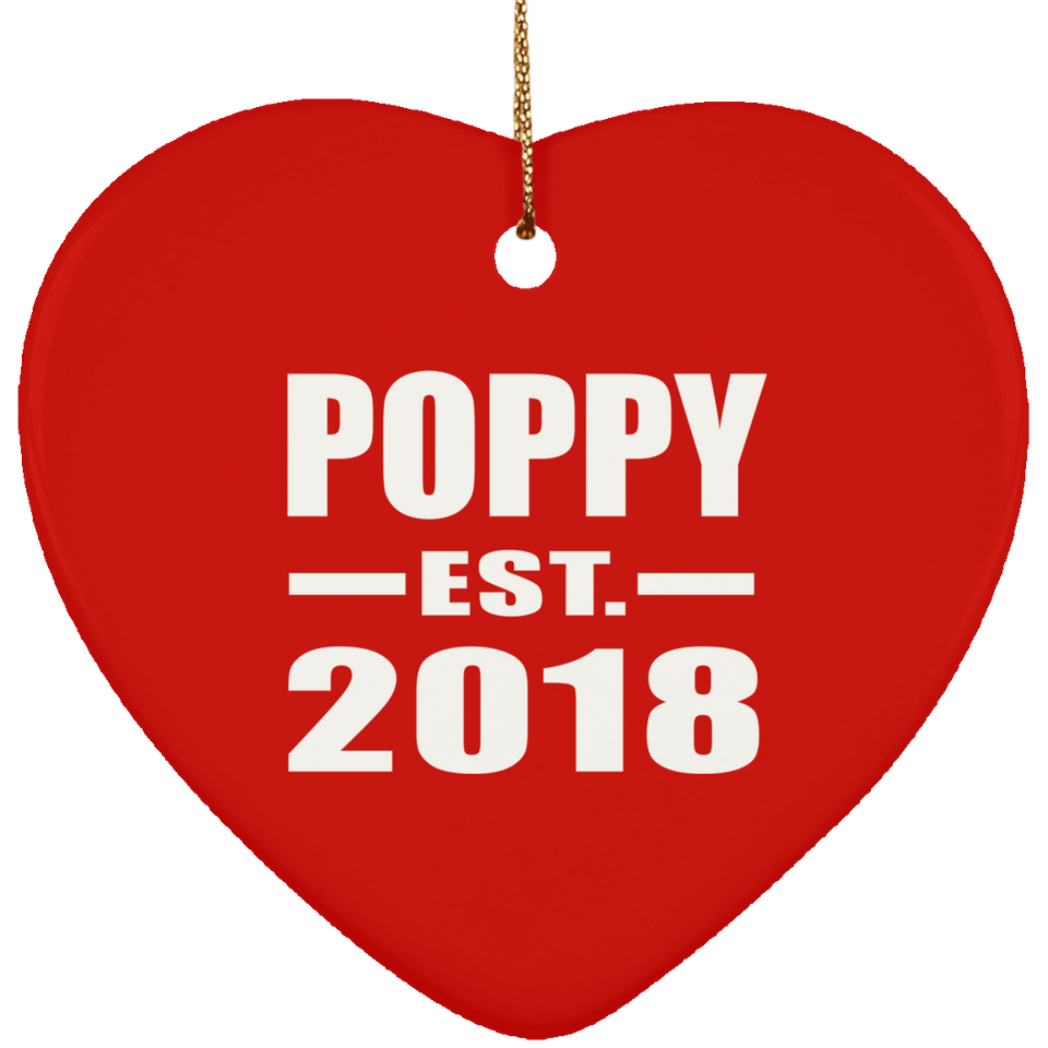 Poppy Established EST. 2018 - Heart Ornament