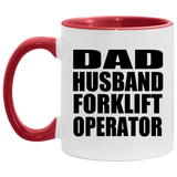 Dad Husband Forklift Operator - 11oz Accent Mug Red