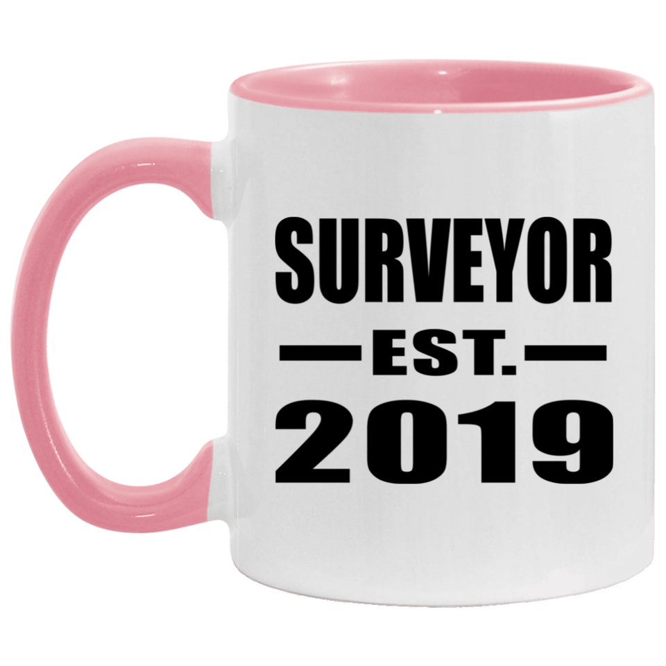 Surveyor Established EST. 2019 - 11oz Accent Mug Pink