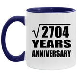 52nd Anniversary Square Root of 2704 Years Anniversary - 11oz Accent Mug Purple