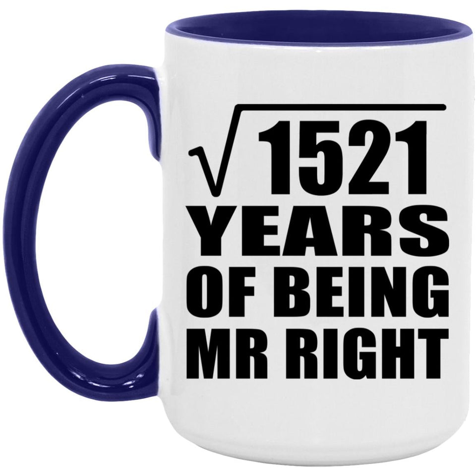 39th Anniversary Square Root of 1521 Years of Being Mr Right - 15oz Accent Mug Purple