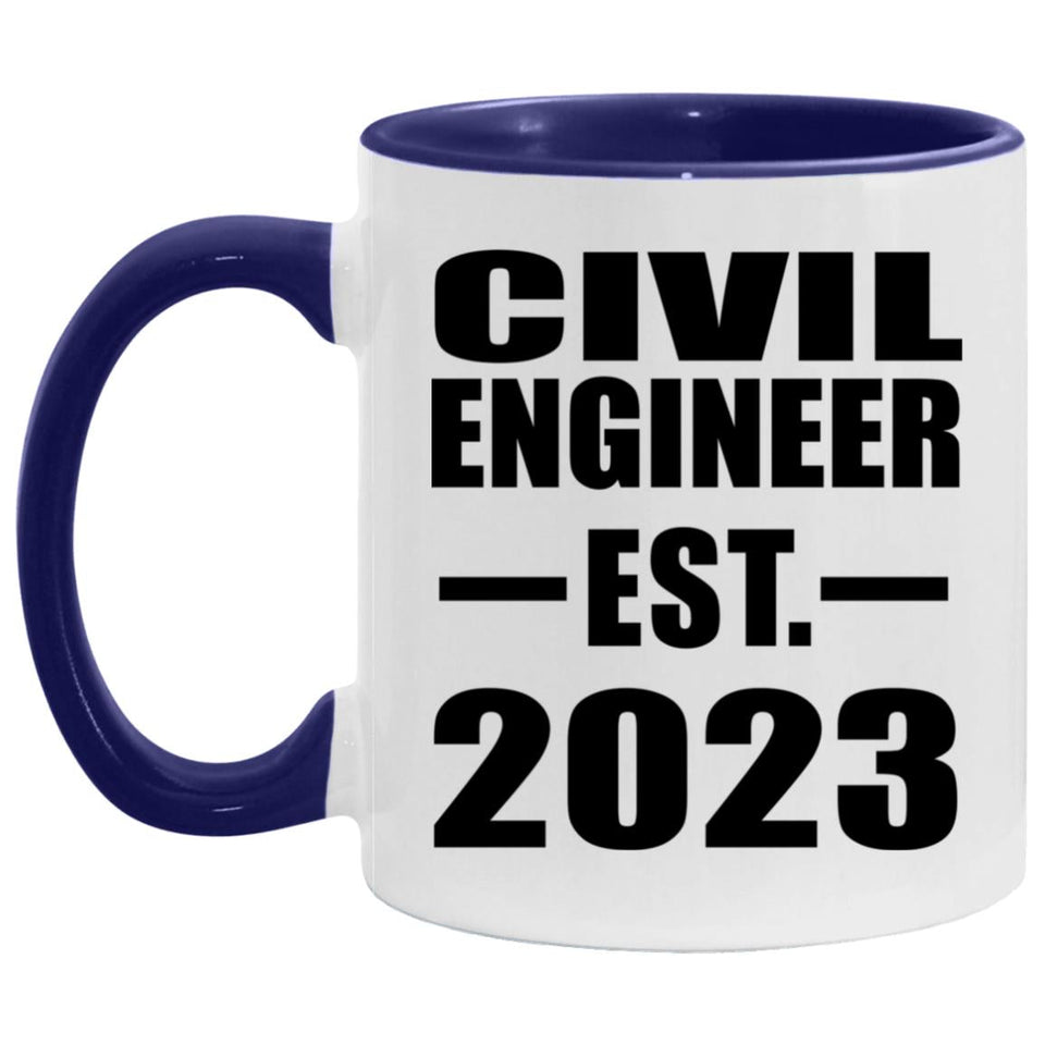 Civil Engineer Established Est. 2023 - 11oz Accent Mug Purple