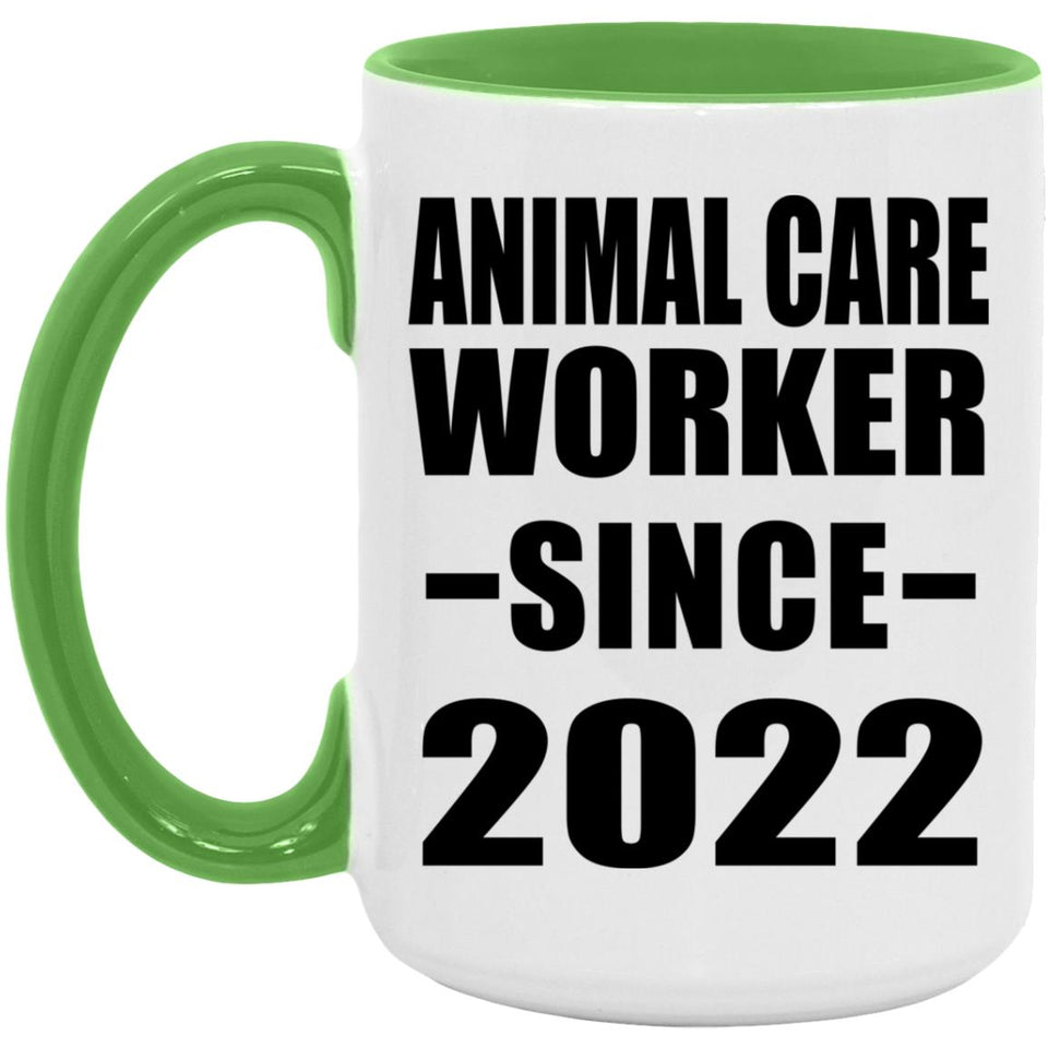 Animal Care Worker Since 2022 - 15oz Accent Mug Green