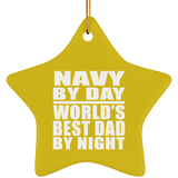Navy By Day World's Best Dad By Night - Star Ornament