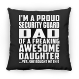 Proud Security Guard Dad Of Awesome Daughter - Throw Pillow Black