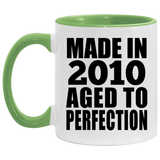 14th Birthday Made In 2010 Aged to Perfection - 11oz Accent Mug Green