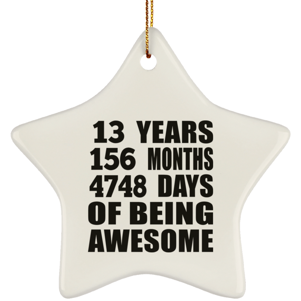 13th Birthday 13 Years 156 Months 4748 Days Of Awesome - Star Ornament
