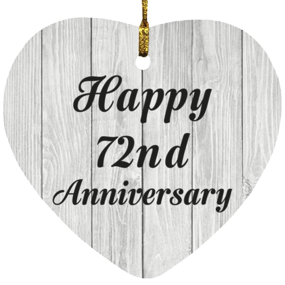 Happy 72nd Anniversary - Heart Ornament F