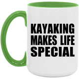 Kayaking Makes Life Special - 15oz Accent Mug Green