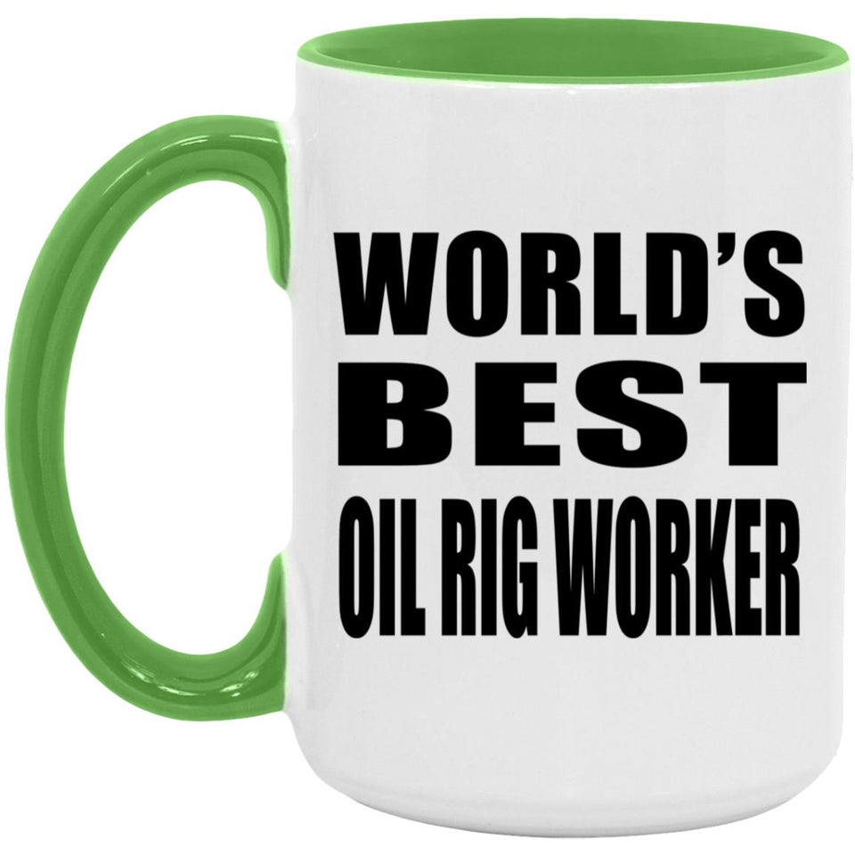 World's Best Oil Rig Worker - 15oz Accent Mug Green