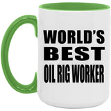 World's Best Oil Rig Worker - 15oz Accent Mug Green