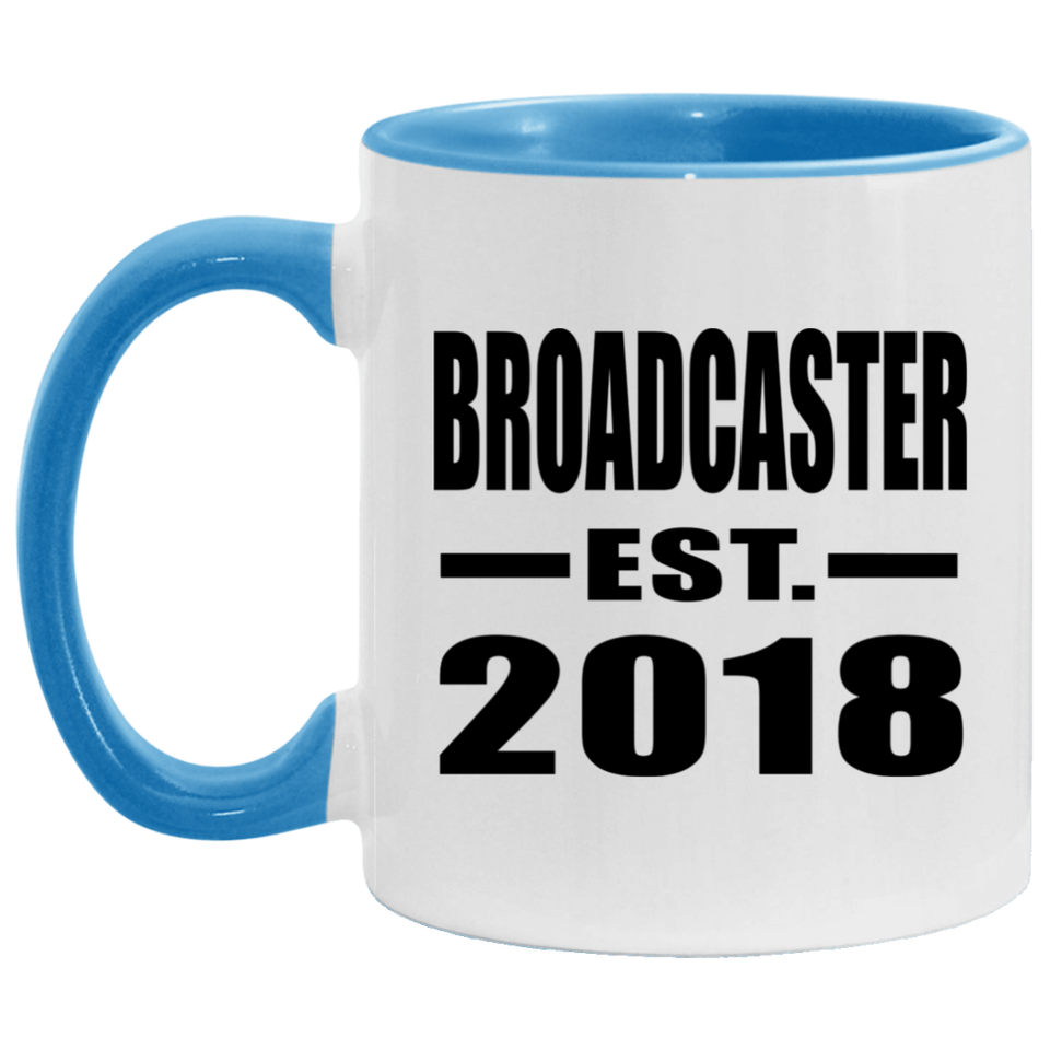 Broadcaster Established EST. 2018 - 11oz Accent Mug Blue