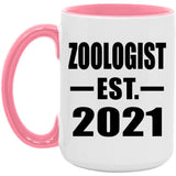 Zoologist Established EST. 2021 - 15oz Accent Mug Pink