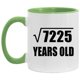 85th Birthday Square Root of 7225 Years Old - 11oz Accent Mug Green