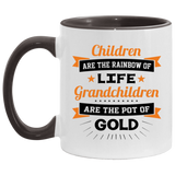 Children Are Rainbow Of Life, Grandchildren Are Pot Of Gold - 11oz Accent Mug Black