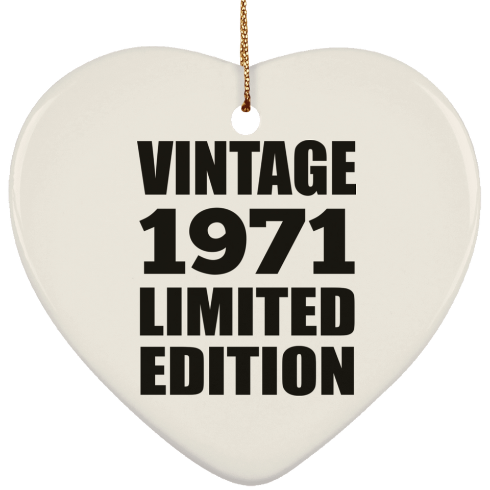 53rd Birthday Vintage 1971 Limited Edition - Heart Ornament