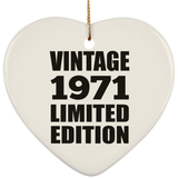 53rd Birthday Vintage 1971 Limited Edition - Heart Ornament