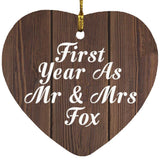 First Year As Mr & Mrs Fox - Heart Ornament D