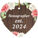 Stenographer Established Est. 2024 - Heart Ornament A