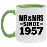 67th Anniversary Mr & Mrs Since 1957 - 11oz Accent Mug Green
