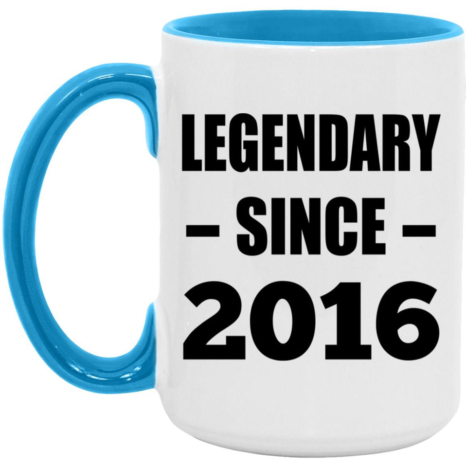 8th Birthday Legendary Since 2016 - 15oz Accent Mug Blue