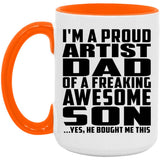 Proud Artist Dad Of Awesome Son - 15oz Accent Mug Orange