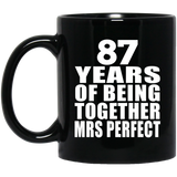87th Anniversary 87 Years Of Being Mrs Perfect - 11 Oz Coffee Mug Black