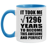 36th Birthday Took Square Root of 1296 Years To Awesome - 11oz Accent Mug Blue