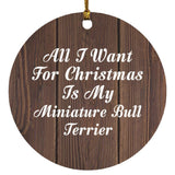All I Want For Christmas Is My Miniature Bull Terrier - Circle Ornament D